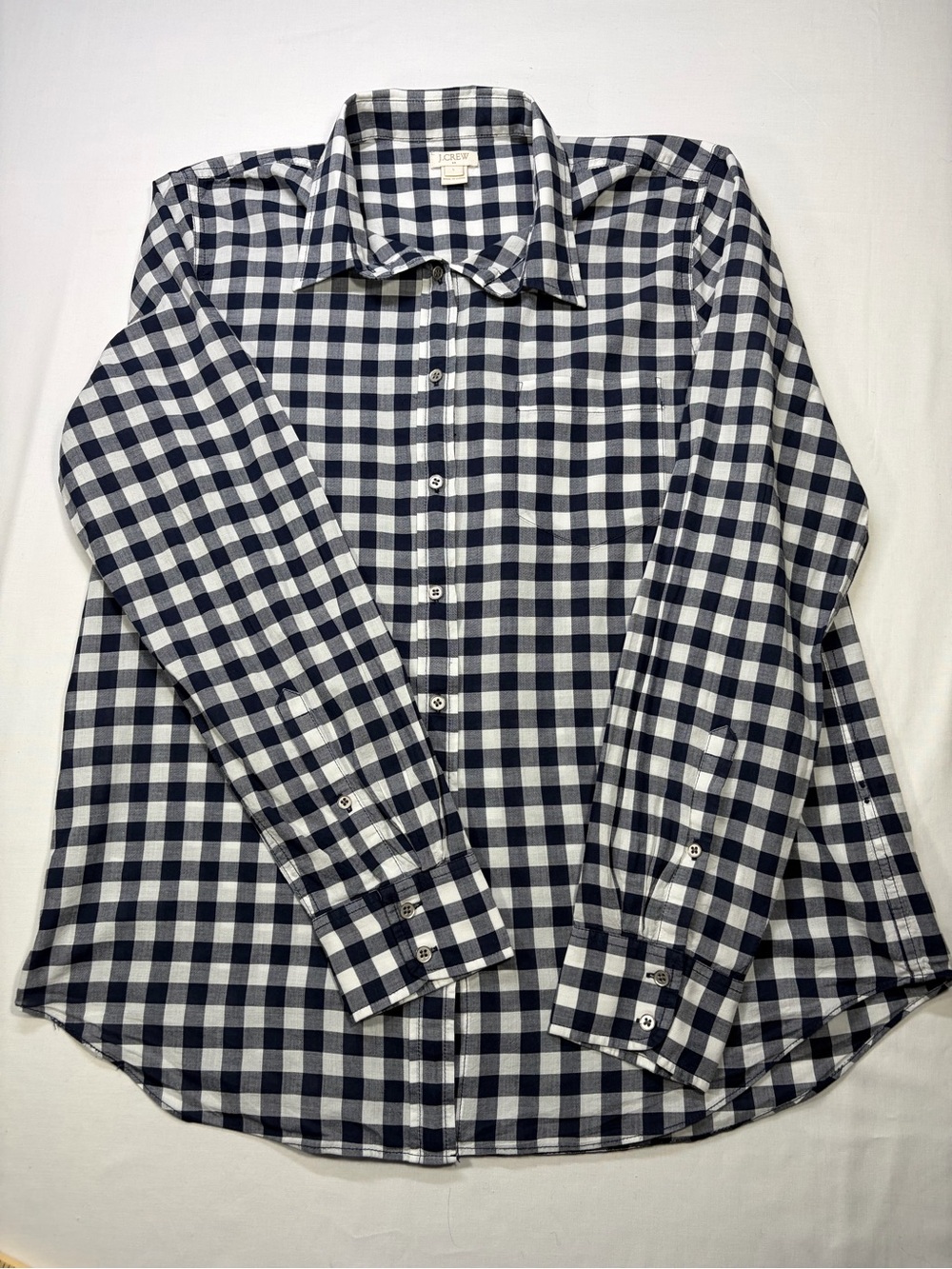 J. Crew Navy & White Gingham Button-Down Shirt